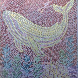 Hand Painted Yellow Whale Dot Art  — Home Art Wall Accent